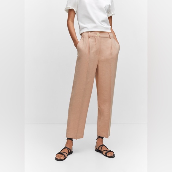 Mango Light Pink Viscose Wide Leg Pants - Picture 2 of 7